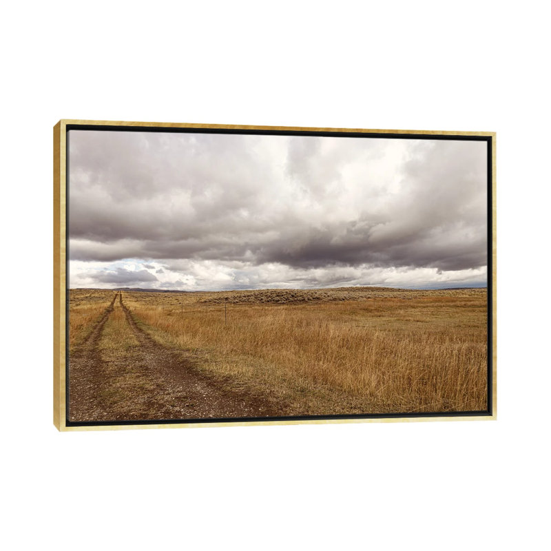 Storm Clouds Over Montana Prairie, 26" H x 40" W x 1.5" D, Gold Floater Framed Canvas, No Mat