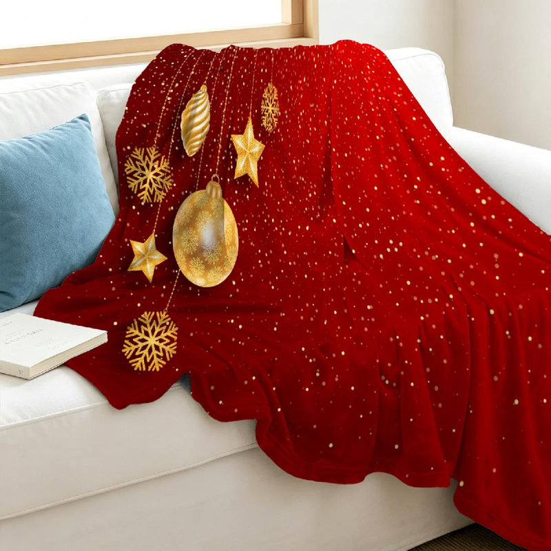 Jeté en flanelle rouge ultra doux en molleton, Noël festif avec imprimé recto, Jeté 40 po x 50 po