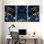 Plantes et fleurs, ensemble de 3 reproductions d'art sur toiles bleues
