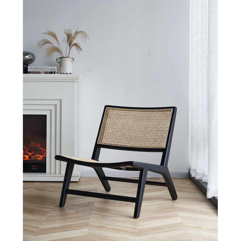 Chaise d'appoint en bois de canne de 25,75 po de largeur, Noir