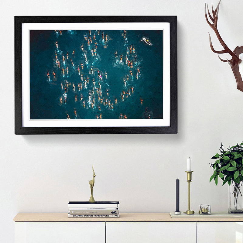 Swimmers in Brazil - Picture Frame Graphic Art Print, 27cm H x 36cm W x 2cm D, Black Framed