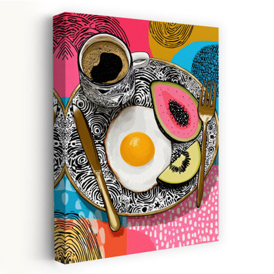 «Vibrant Petit déjeuner», art mural abstrait coloré, fruits tropicaux