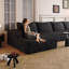 Canapé modulaire en forme de L de 135 po avec méridienne en forme de L, canapé modulaire moderne avec siège profond, fauteuils rembourrés pour la chambre à coucher du salon, aucun assemblage requis-1383123204-1383124693-1383124691