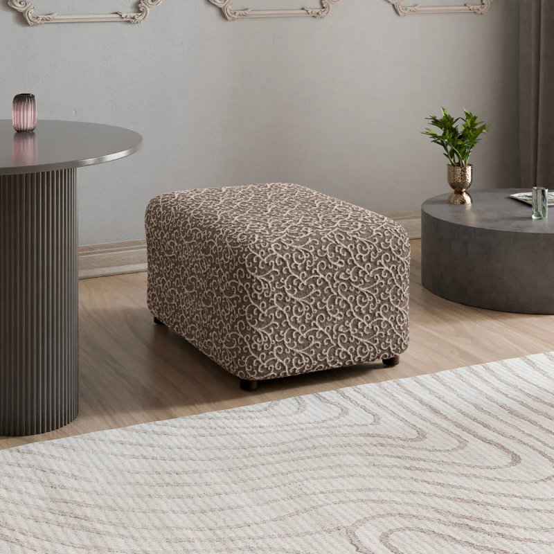 Housse extensible pour repose-pieds - Qualité et style haut de gamme - Collection Jacquard, Arabesco brun