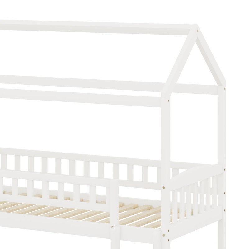 Lit mezzanine avec glissade House, blanc