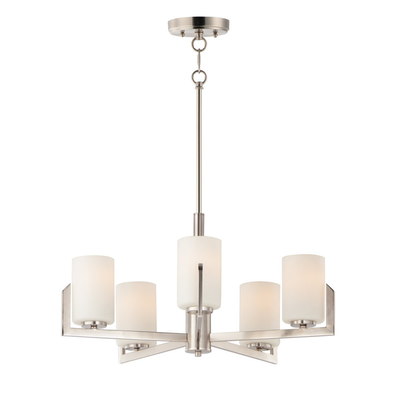 Endsley 5-Light Dimmable Shaded Chandelier, Satin Nickel