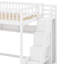 Grand lit mezzanine en bois avec escalier et garde-robe, tablettes de rangement et espace sous le lit-946739586