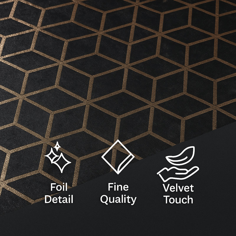 Polyester Geometric Duvet Cover Set with Pillowcases, Black/Gold, King Duvet Cover Set + 2 Pillowcases