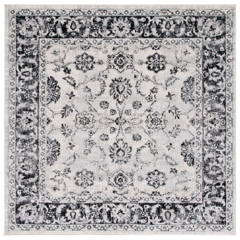 Tapis ivoire / noir Tulum 281, Carré 6 pi 7 po
