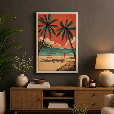 Tropical Paradise Awaits Retro - Wrapped Canvas