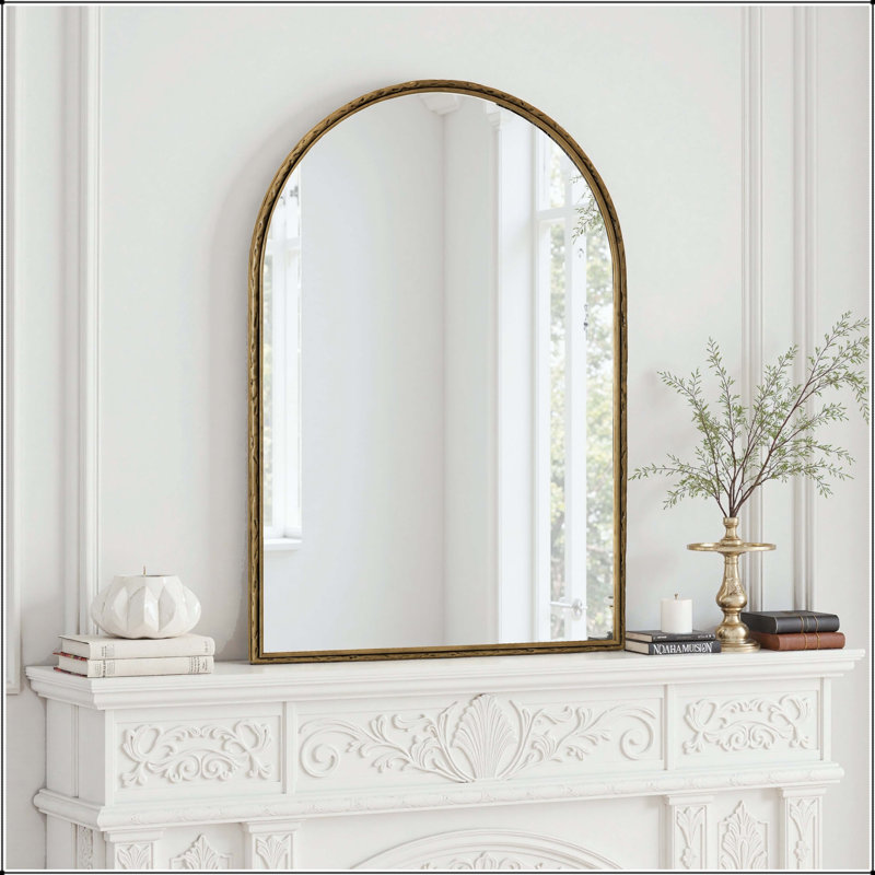 Arched Vanity Mirror with Gold Frame