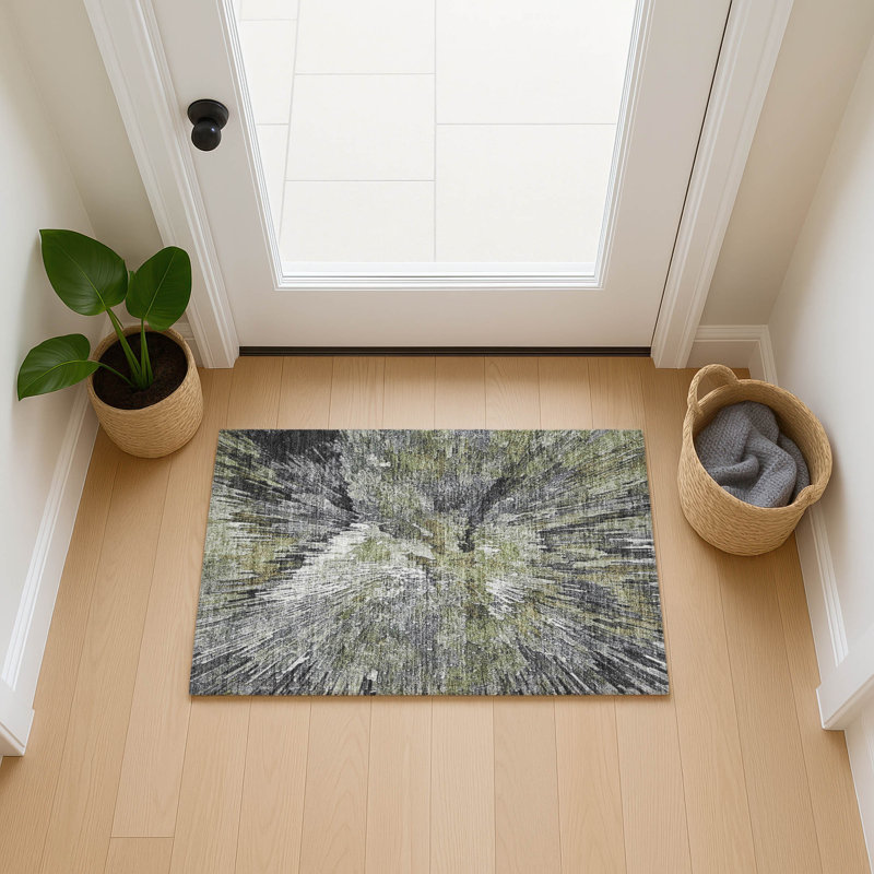 Machine Washable Indoor/Outdoor Pablo ACN2283 Abstract Rug, Rectangle 1'8" x 2'6"