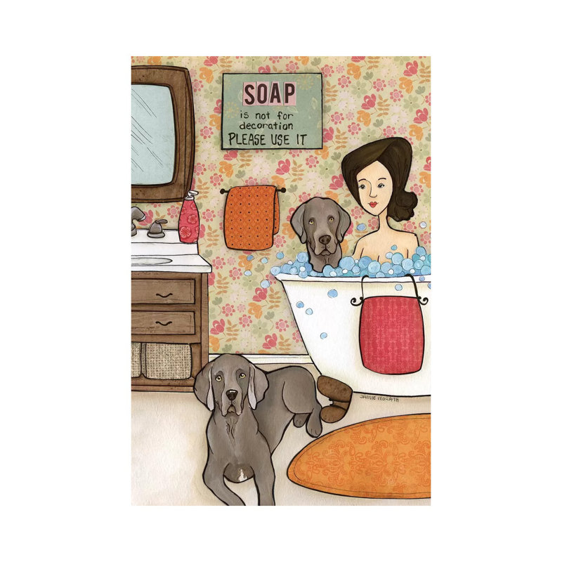 Weimaraner Bath by Jamie Morath - Wrapped Canvas Gallery-Wrapped Canvas Giclée, 66.04 cm H x 45.72 cm W x 1.91 cm D