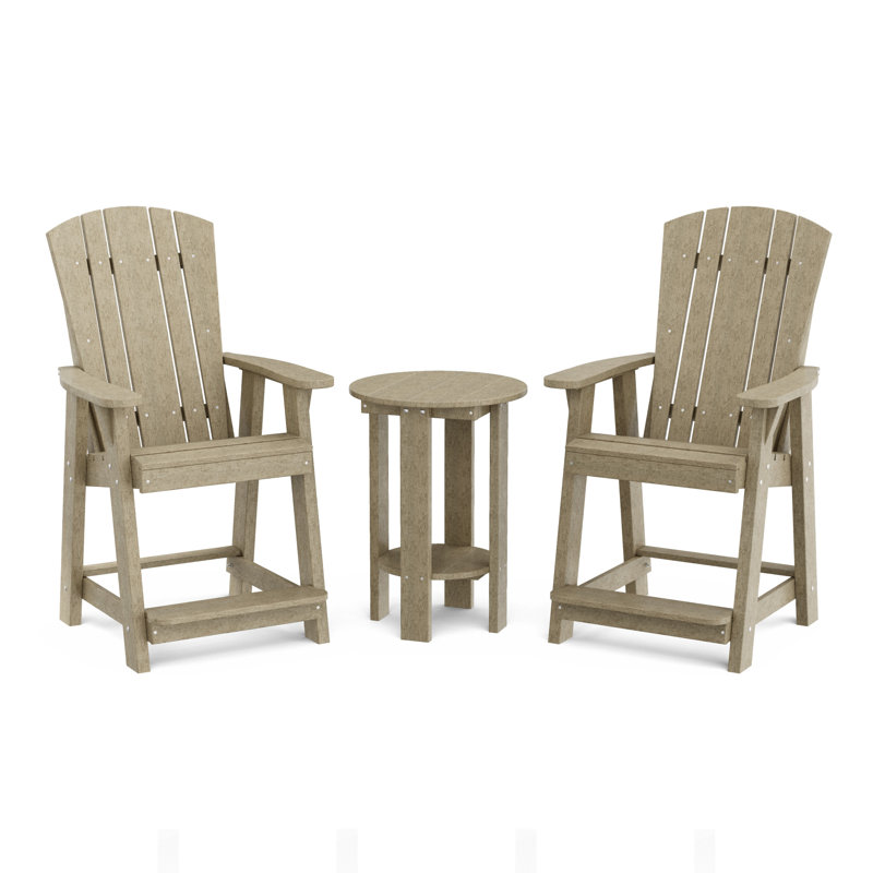 Ensemble de chaises de balcon avec table Heritage, Bois patiné / noir
