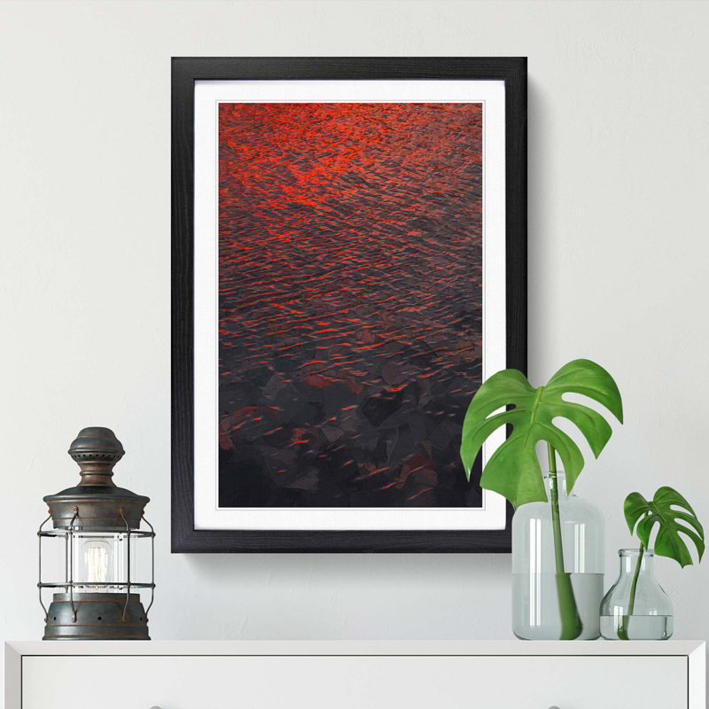 Pink Ocean in Abstract - Framed Print, Black, 76cm H x 50cm W x 2cm D