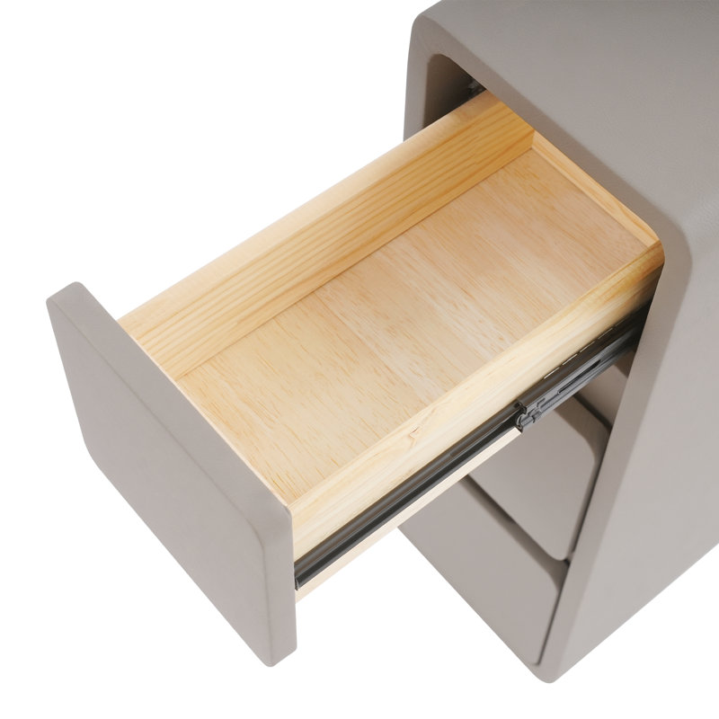 Bedside Table With Three Drawers(15.75*7.87*22.83 In), Deep Gray