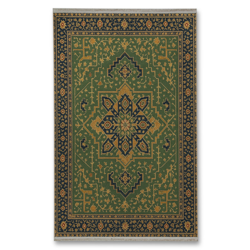Tapis tissé vert Mosso, 2'6" x 4'11"