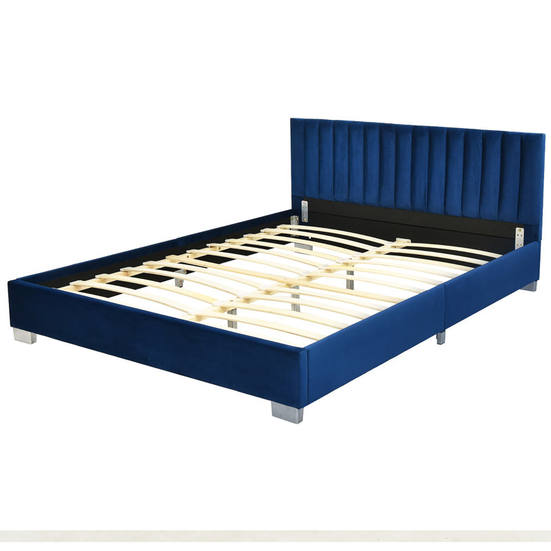 Lit plateforme Amatia, Bleu marine, Double