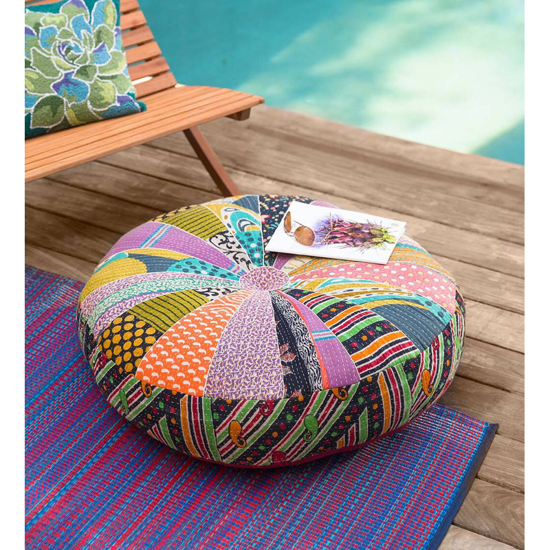 Patchwork Cotton Blend Throw Pillow