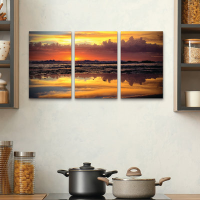 3 Panel Wall Art Set - Beata Czyzowska Young 'Morning Reflections' Canvas Wall Art for Living Room, Bedroom, or Office Decor by 