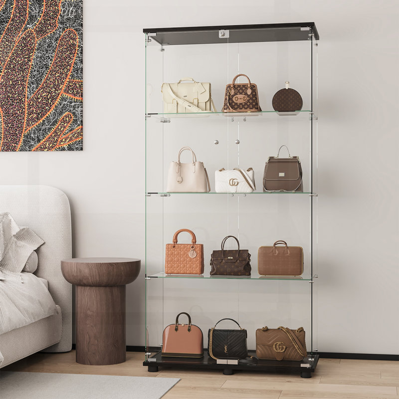 Vitrine polyvalente verrouillable avec plusieurs tablettes pour différentes pièces