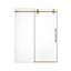 Porte de douche coulissante simple sans cadre de 56 à 60 po de largeur H 72 po - verre trempé transparent de 5/16 po (8 mm), conception de dérivation avec finition or brossé-124898923