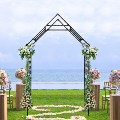 7.87 x 3.93 Ft Metal Garden Arch Trellis for Climbing Plants, Weather-Resistant Outdoor Arbor for Patio, Backyard, Lawn, Wedding Decor, Black