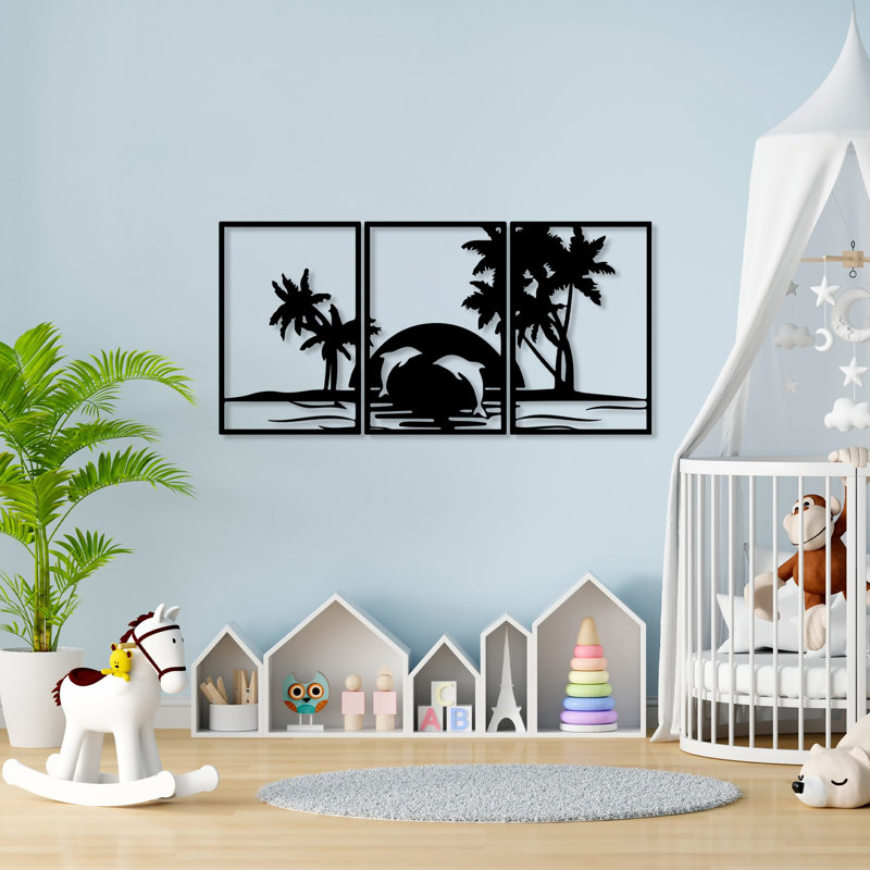 Élégant accessoire mural décoratif en métal (3 pièces), noir, 23,6 po x 15,7 po | Corps en métal durable, épaisseur: 0,06 pouce | Parfait pour la décoration intérieure moderne, design élégant et accrocheur