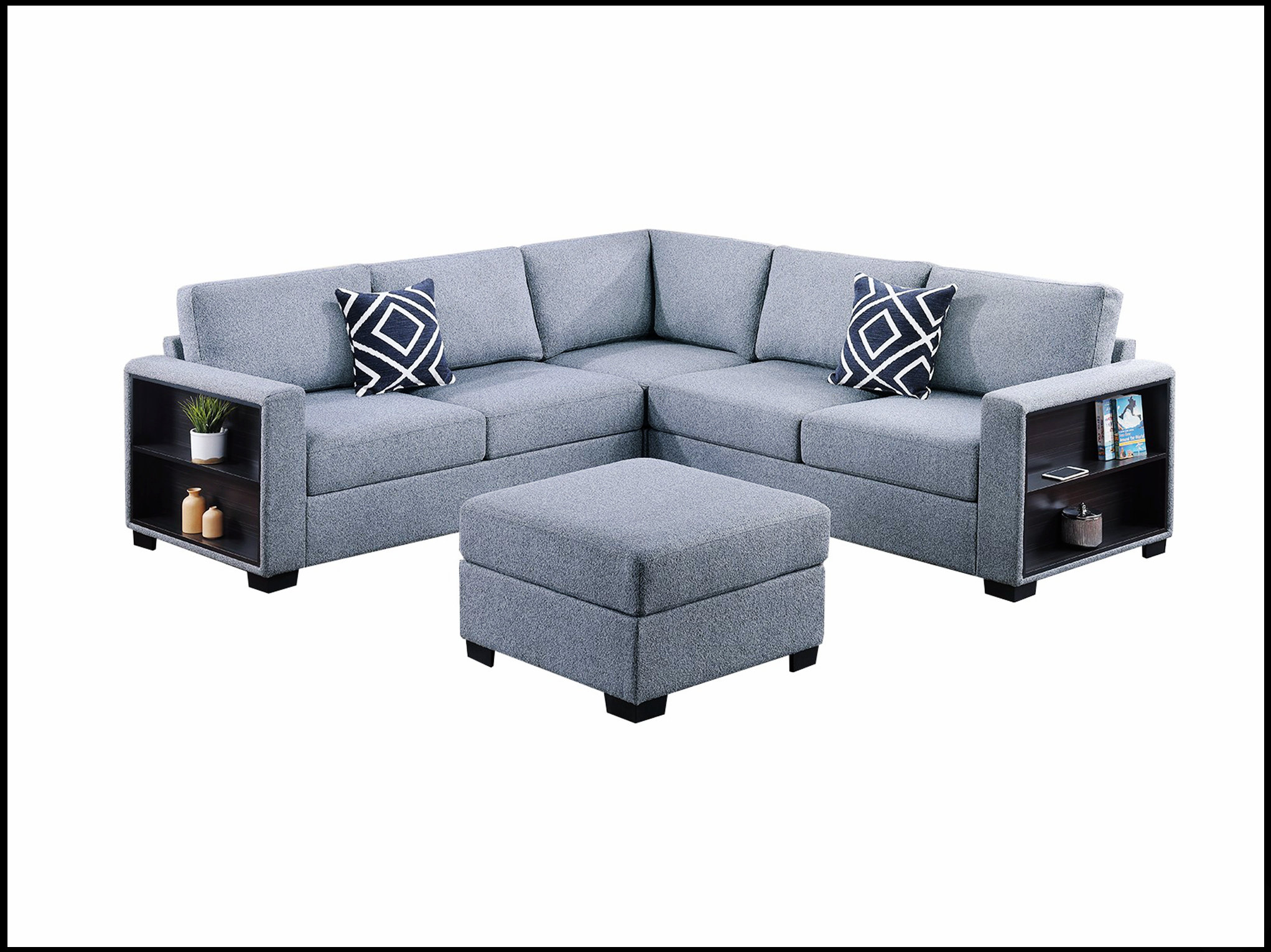 Latitude Run® Contemporary L-Shaped Sectional Sofa Set With Built-In ...