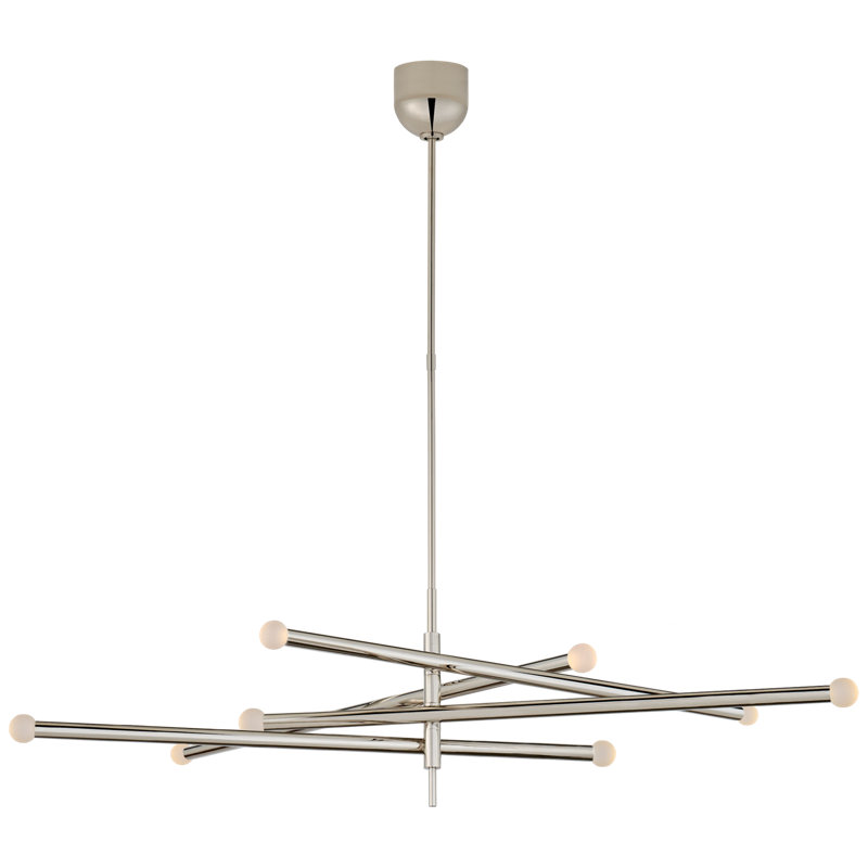 Kelly Wearstler Rousseau Grande Eight Light Articulating Chandelier, Polished Nickel, Etched Crystal