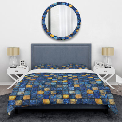 Blue Yellow Modern Mosaic Tiles I - Modern Duvet Cover Set