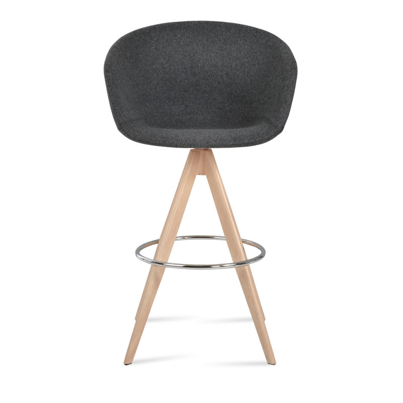 Tabouret de bar Tribeca Pyramid, Gris foncé, Naturel, Tabouret de comptoir (siège d'une hauteur de 27 p