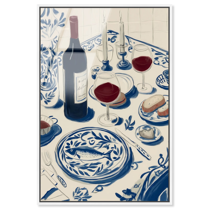 Décoration murale encadrée «Dinner II» par Art Remedy, cadre blanc, 24 x 36, H 37 po x l 25 po, Cadre blanc