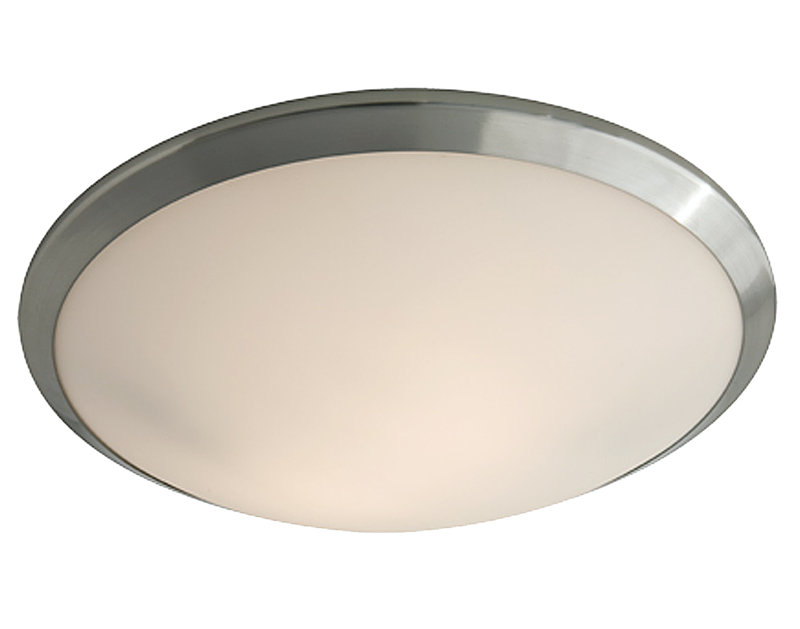 Plafonnier encastré simple 16 po 2 lumières Sontag, Nickel poli, Semi opale