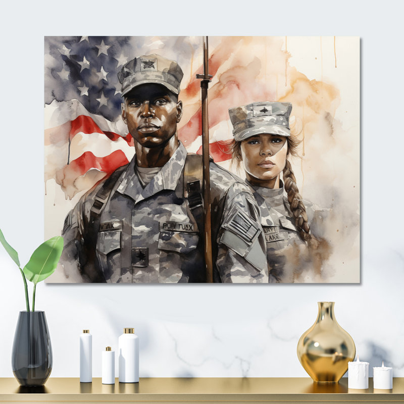 Soldat servant avec honneur II - armée, impressions murales en métal, H 16 po x l 32 po x P 1 po