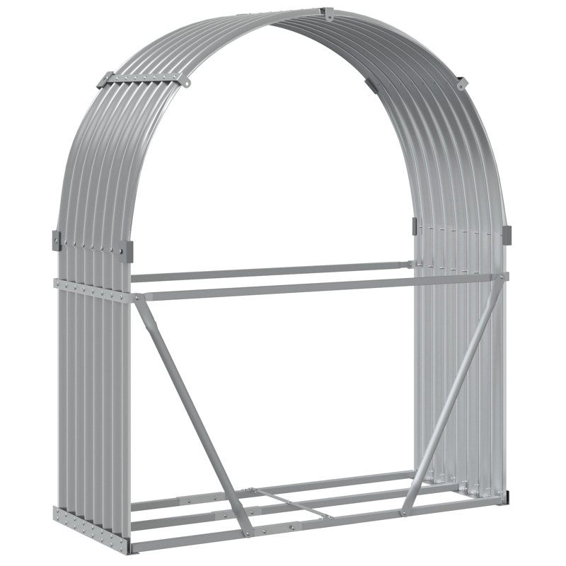 Porte-bûches en acier galvanisé 47,2 po x 17,7 po x 55,1 po, Gris clair