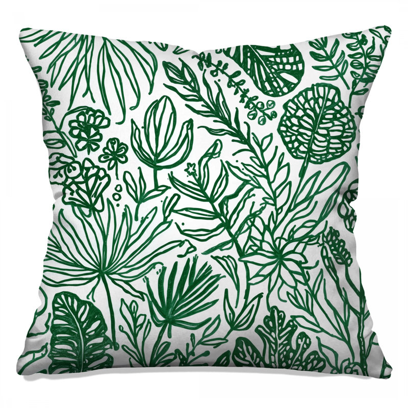 Coussins Green Line Art Foliage, 14 X 14 pouces