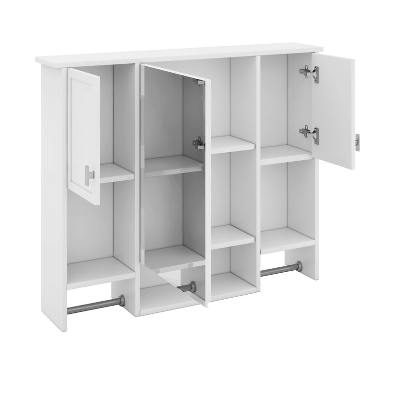 Armoire à pharmacie de salle de bain, armoire de rangement murale avec miroir, tablette ouverte, Blanc