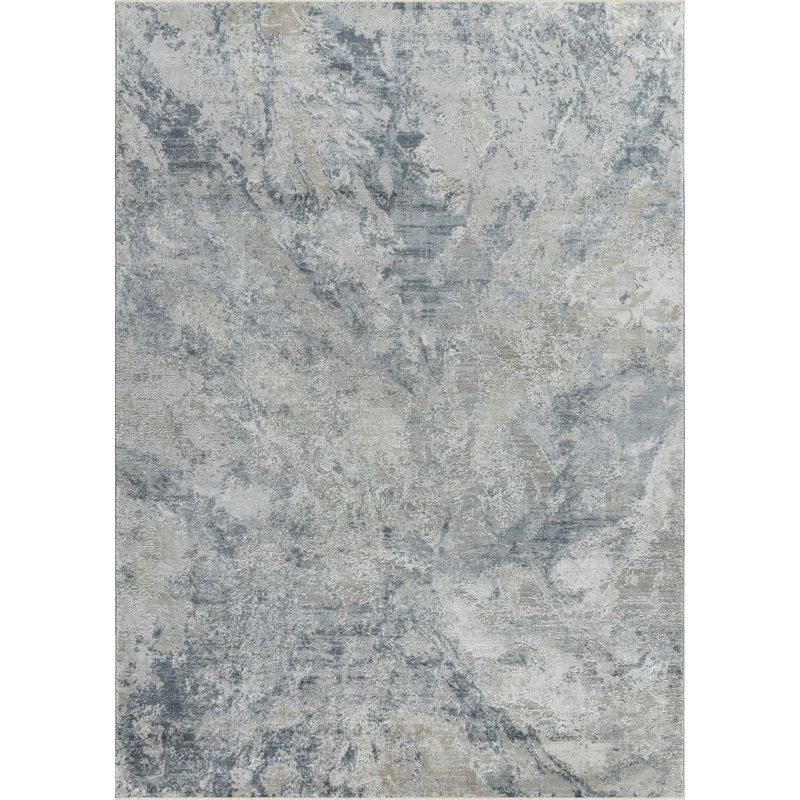 Tapis à motif abstrait bleu / gris 5 pi x 8 pi (5 pi 3 po x 7 pi 7 po) Arden de Branch Branch, Rectangle de 5 pi x 8 pi