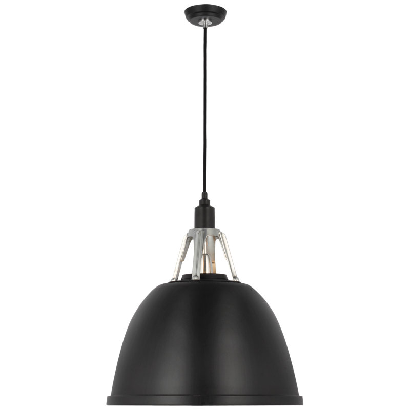 Gunner 1 - Light Pendant, 28" H x 22" W x 22" D, Black, Black/Polished Aluminum