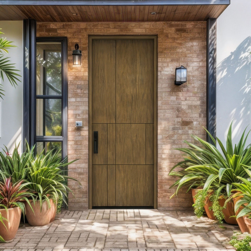 Porte à panneau encastré 96 po Paneo Slab Only Acajou - Contemporain, moderne, brut, 30" x 96" [30" Door]