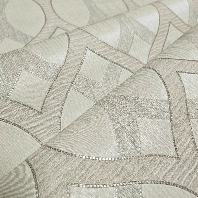 Rouleaux de papier peint géométrique gaufré taupe