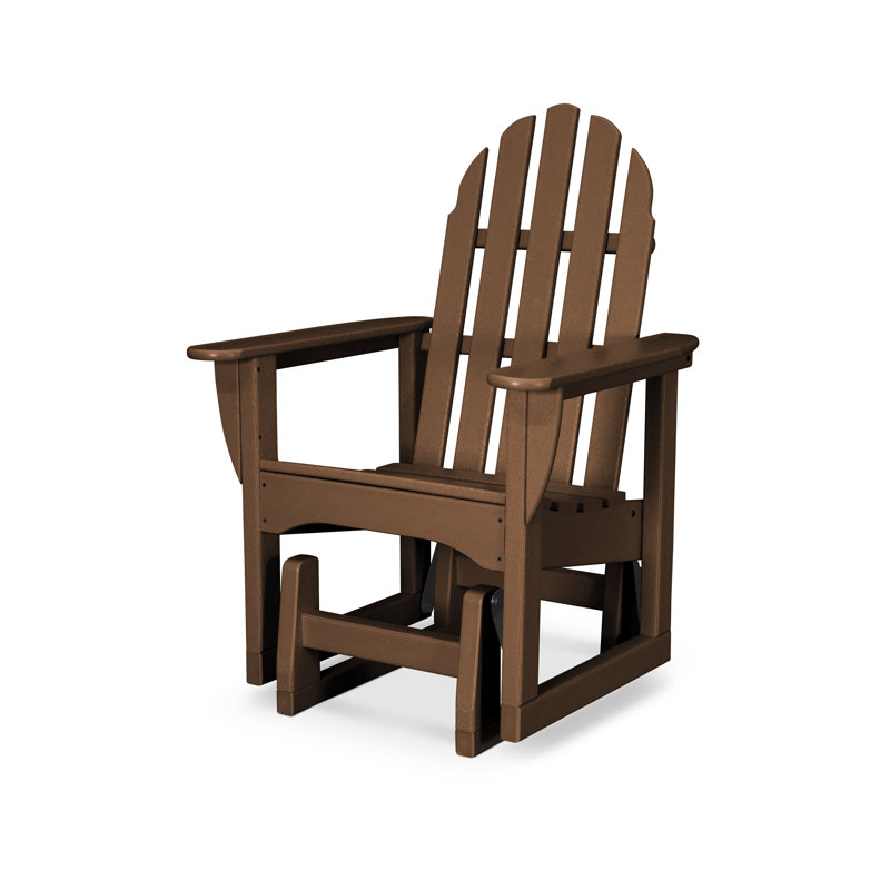 POLYWOOD Plastic/Resin Adirondack Chair and Ottoman, Dark Teak