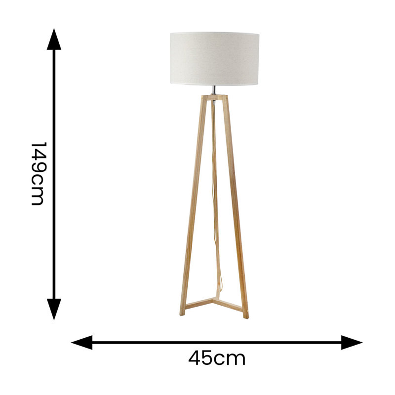 Carrizal 148cm Tripod Floor Lamp, Natural, No
