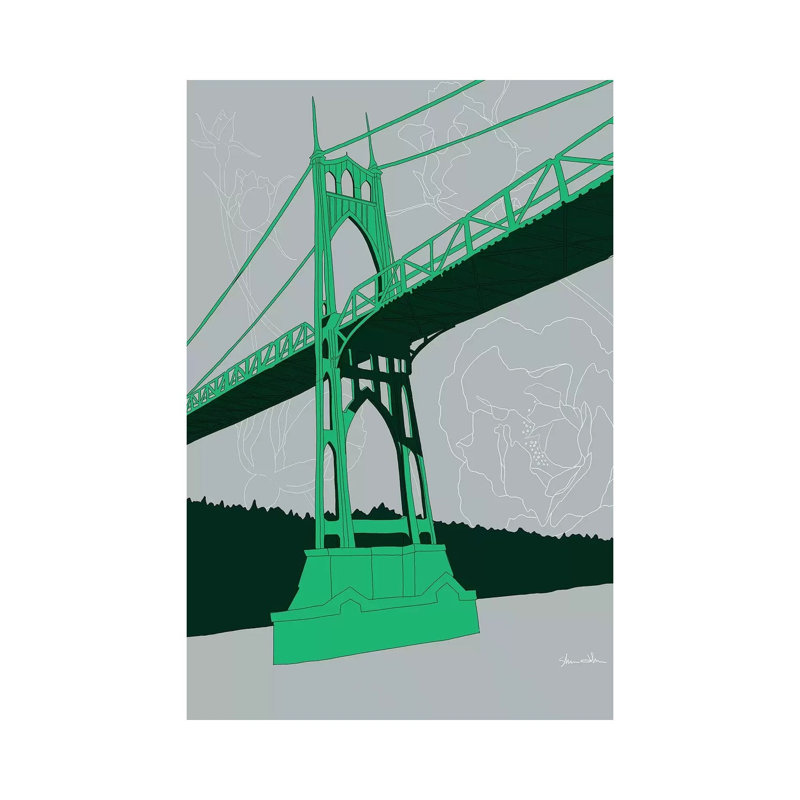 St. Johns Bridge - Portland by Shane Donahue - Print on Canvas, 66.04cm H x 45.72cm W x 1.91cm D, Wrapped Canvas