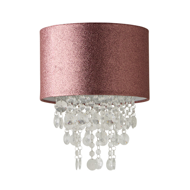 34cm H Cotton Blend Drum Pendant Shade ( Slip-On ) in Pink