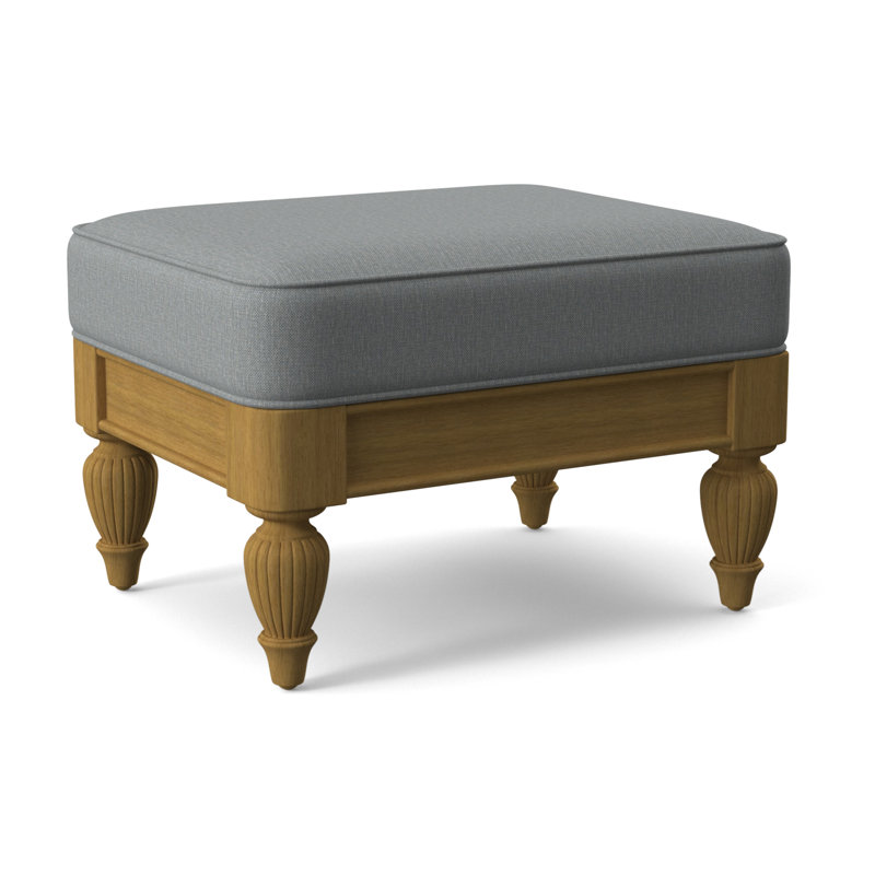 Repose-pieds rectangulaire Grand View 25 po Grand View, Tissu performance bleu clair; 0851-55, Finition noir antique