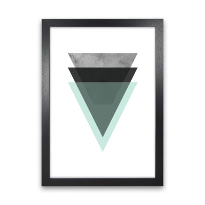 Geometric Mint And Black Triangles by Pixy Paper - Print