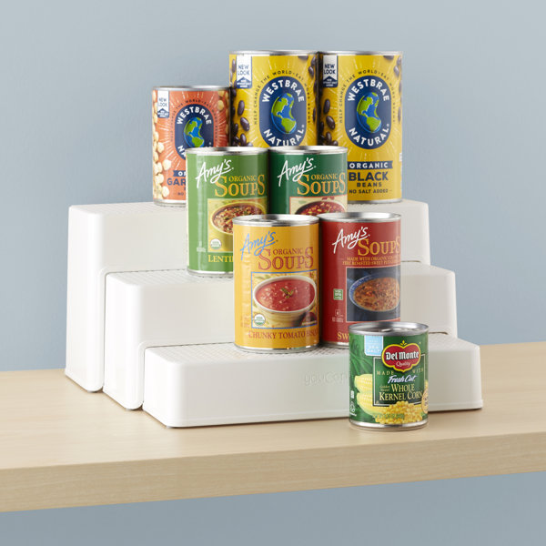 5 Tier Can Rack Organizer Holds up to 60 Cans for food Storage, Kitchen  Cabinet and Pantry,White 