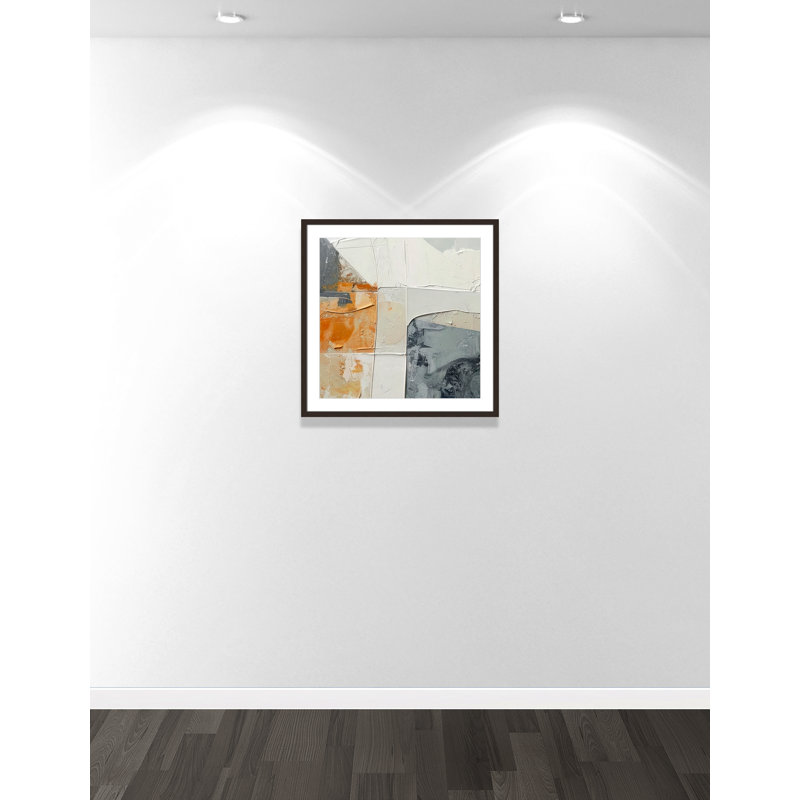 «Plastered II» par Alonza Saunders, L 27,5 po x H 27,5 po, Matted Print, Noyer à grain ouvert